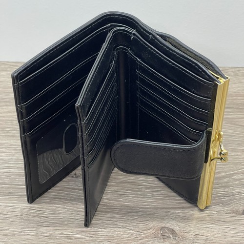 Buxton Portafoglio Donna Nero Vera Pelle Portamonete Bifold Cambio Portamonete - Foto 4 di 11