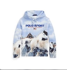 Polo Ralph Lauren Mens size M Sport Wild Horses Stadium Sportsman Hoodie NWT