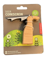 Deer Corkscrew - Wood and Stainless Steel - 3...