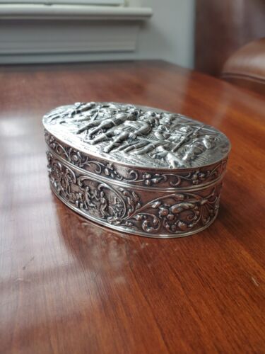 1922 DUTCH 833 STERLING SILVER TRINKET PILL BOX JEWELRY DRESSER CASE 117.5g - Picture 1 of 21