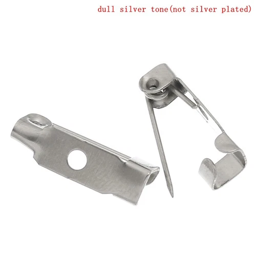 Sexy Sparkles 50 Pcs Safety Brooches Findings Catch Bar Silver Tone 15mm