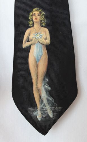 Antique Art Deco 20's 30's Nude Hand-Painted Woman Wilson Brothers Necktie - Afbeelding 1 van 5