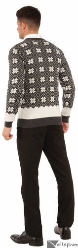 Chillin with My Snow Buds Snowman Acrylic Ugly Christmas Sweater, Grey White - Picture 2 of 2