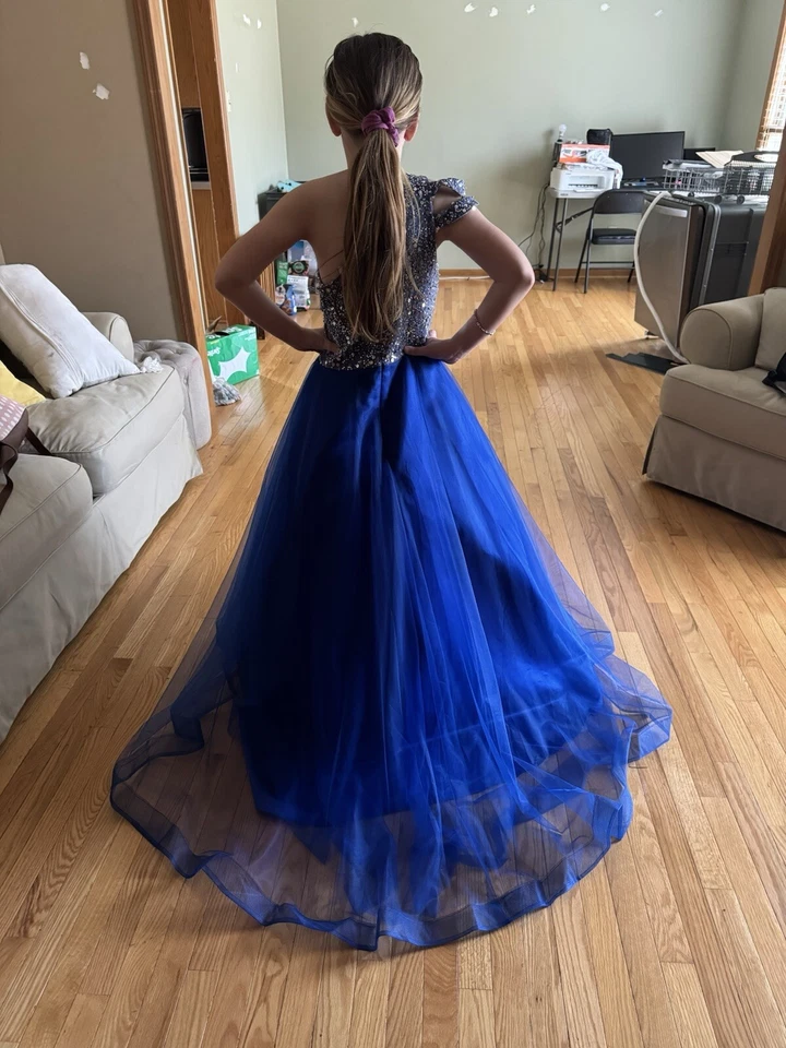 Vestido de concurso azul real talla 10 para niñas Foto 2 de 3