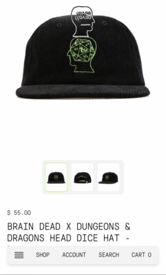 BRAIN DEAD X DUNGEONS & DRAGONS HEAD DICE HAT - BLACK | eBay