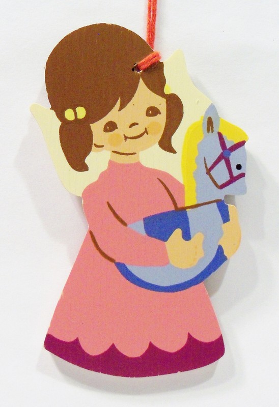 Erzgebirge Germany Angel Rocking Hobby Horse Wooden Wood Fretwork Vntg Ornament