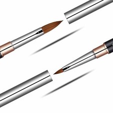 100 Kolinsky Acrylic Nail Brush 2-Head Dual-tip Size 2 8, 4 10, 6 12 Crimped
