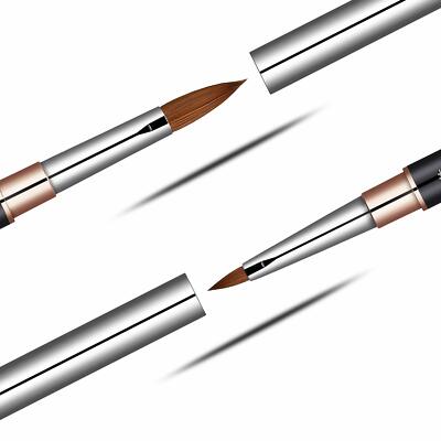 100% Kolinsky Acrylic Nail Brush 2-Head Dual-tip Size 2+8, 4+10, 6+12 Crimped