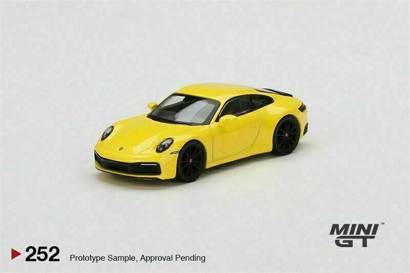 MINI GT 1:64 Porsche 911 (992) Carrera 4S Racing Yellow Model Car