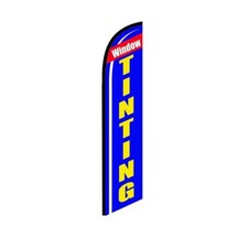 Window Tinting Blue Swooper Flutter Feather Flag 3ft W x 11.5ft Tall