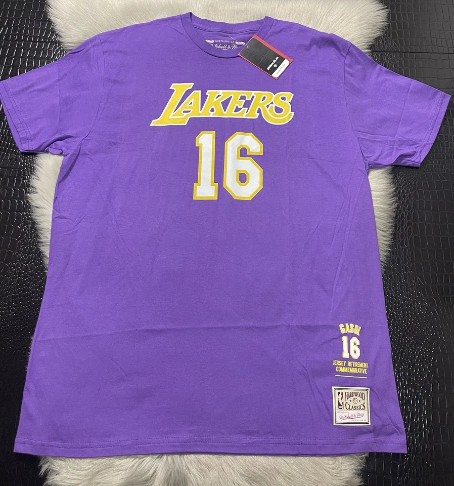 NWT Mitchell & Ness Lakers Pau Gasol No 16 Purple T Shirt Size XL - Image 3 of 4