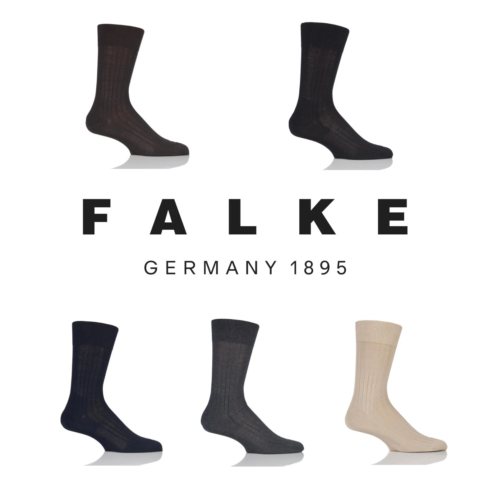 Mens Socks FALKE Milano 100% Fil d'Ecosse Cotton Rib Many Colours/Sizes - 1 Pair