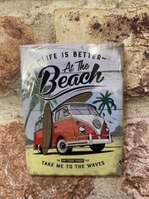 VW Bulli / Camper At The Beach Retro Vintage Style Fridge Magnet , New