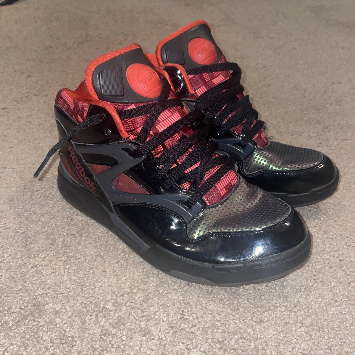 Reebok Classic Pump Omni Lite Kubricks Black Patent Leather Red