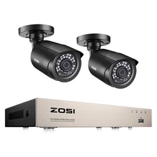 ZOSI 8CH H.265+ 5MP Lite DVR 2 1080P Outdoor Bullet Camera Home Security System