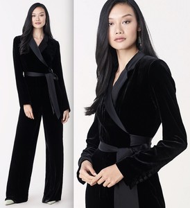 dvf black velvet jumpsuit