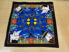 VTG All Cotton Halloween Scarf/Bandana/Kerchief 22 x 22 Paris Ghost Witch