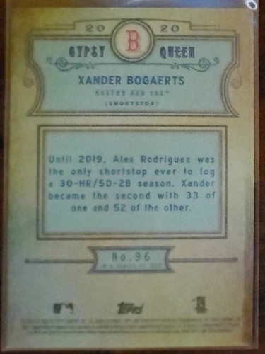 2020 Topps Gypsy Queen XANDER BOGAERTS Jackie Robinson Day variante immagine SP 96 - Foto 2 di 2