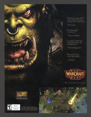 Warcraft III 3 Reign of Chaos PC 2002 Full Page Promo Ad Art Print