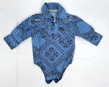 Cowboy Hardware Boy 6m Blue One Piece Long Sleeves Pearl Snap Lil Buckaroo