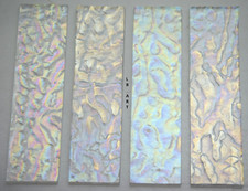 4 PIECES 1" x 4" CLEAR IRIDIZED TEXTURED GRANITE BULLSEYE 3mm THICK GLASS 90 COE