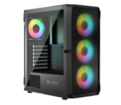Logic Portos ARGB Midi Black PC-Gehäuse Computer Case Desktop Gaming Mid Tower
