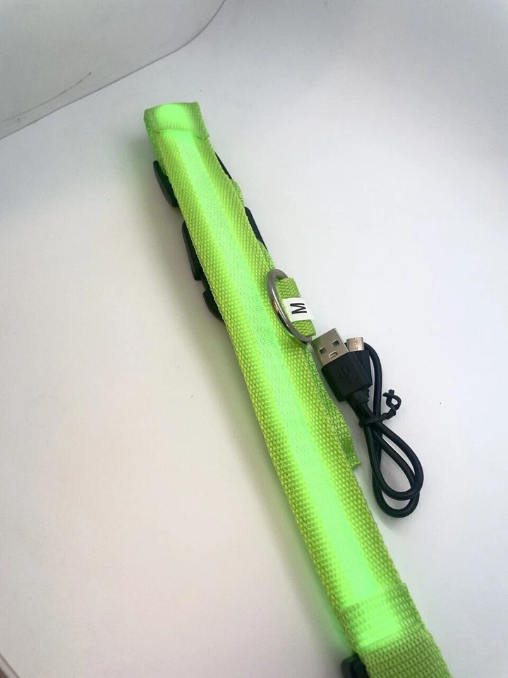 Collare per Cani regolabile con luce led, usb ricaricabile, verde fluo - Immagine 3 di 4