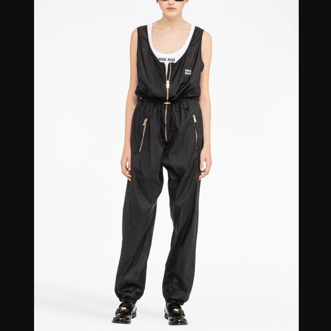 Tuta pantalone MIU MIU nero nylon tecnico seta taglia 6 IT 42 $3150