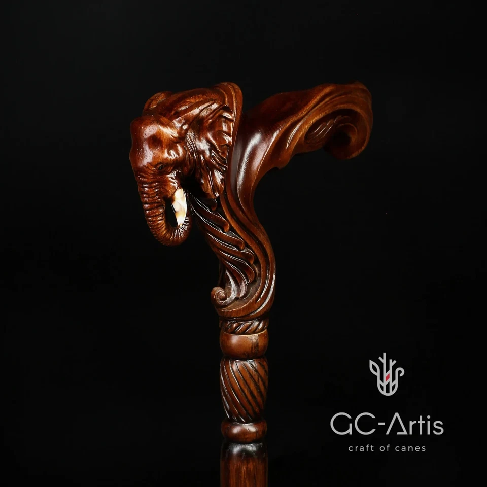 Hand Carved Walking Stick Wooden Cane For Men Women Old People Collectible Gift - Image 3 of 4
