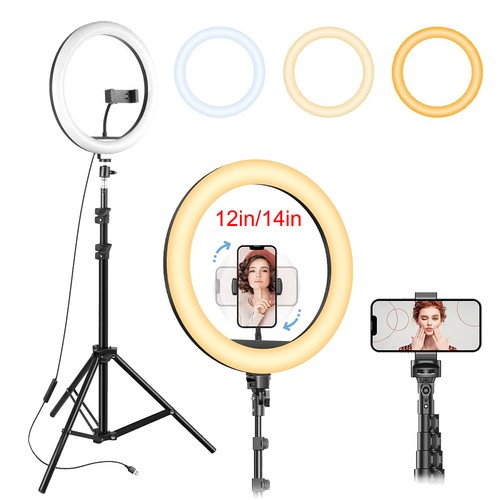 10/12" Ring Light with Tripod Stand & Phone Holder Selfie Ring Light Live Video