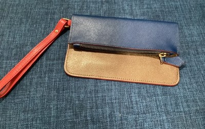 Alberta Di Canio Genuine Leather Wristlet Clutch Made In Italy With Gold-To