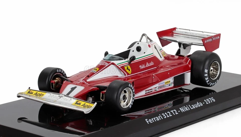MODELLINO AUTO STATICO FERRARI F1 312T2 1976 NIKI LAUDA CON VETRINA SCALA 1/24 - Immagine 2 di 4