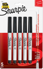 Sharpie Permanent Markers, Ultra Fine Point, Black, 5 Count - Home, School, Offi