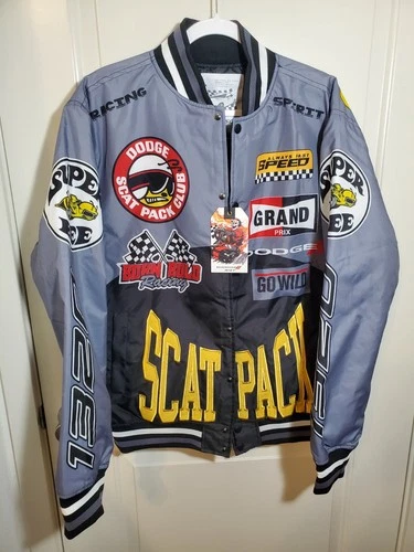 Dodge X Reason Hell Scat Pack Varsity Bomber Racing Jacket Men's Large Snap NEW! - product listing photo
