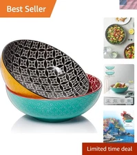 Set of 2 9.6 Inch Geometric Serving Bowls – Perfect for Family Meals and Parties