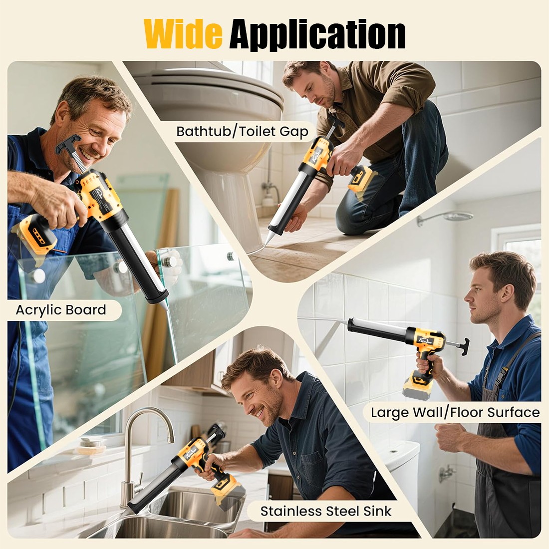 Cordless Caulking Gun for Dewalt 20V Max Battery,10 Oz 6 Speed for Sealing