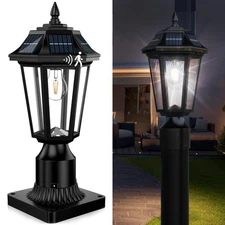 hameso Solar Lamp Post Light Outdoor 6000K Dusk to Dawn with Motion Sensor & ...