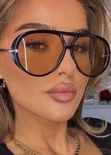 Bottega Veneta BV1274/1273 Drop Aviator Sunglasses Black Brown Gradient Lens UV