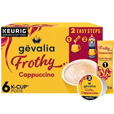 Gevalia Frothy Cappuccino K Cup Coffee Pods 6 Count With Froth Packets