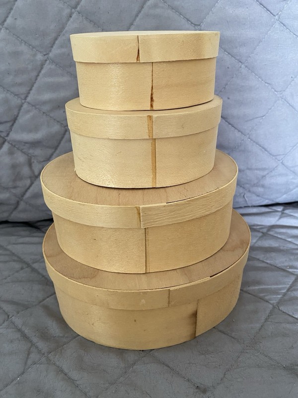 Bentwood Oval Unfinished Wood Nesting Boxes Set of 4,  8 Pieces Craft Storage