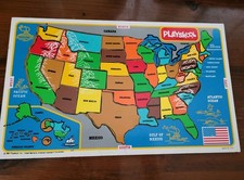 1981 Playskool Wooden Puzzle US United States Capitol Map 100 Complete Made USA