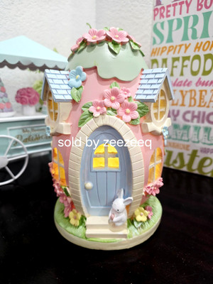 Easter Floral Light Up Bunny Rabbit Pastel House Tabletop Spring Decor 9.25''