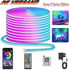5/15/30M Neon LED Strip Streifen RGB Flex Schlauch diffus Lichtband Dimmbar APP