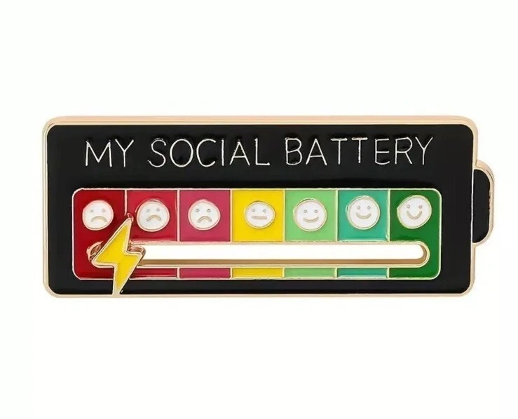 3 PIEZAS Pines de Batería Social - Divertido Ajuste de Batería Social 7 Pin de Estado de ánimo Foto 2 de 4