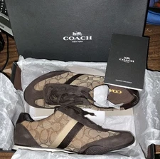 NIB Coach Kelson Outline Sig/Suede Khaki/Chestnut Women's Sneakers Size 9.5 NEW!