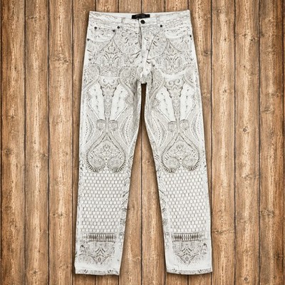 Roberto Cavalli Jeans Womens IT 40 US 30 White Baroque Paisley Made in Italy