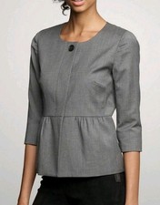 J. Crew Women's Gray Wool Blend Peplum Blazer 3/4 Sleeves Size 6