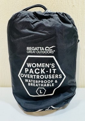 Regatta Large - Black - Womens Waterproof, Breathable, Packable Overtrousers