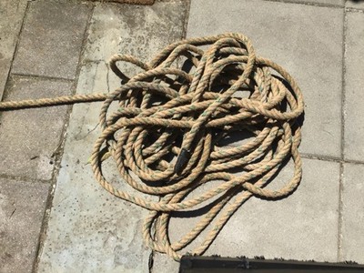 Vtg 1'' Diameter Manila Twisted Rope/Cordage About 48 Feet Marine Boating Decor