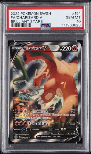 2022 POKEMON SWORD & SHIELD BRILLIANT STARS #154 FULL ART/CHARIZARD V PSA 10
